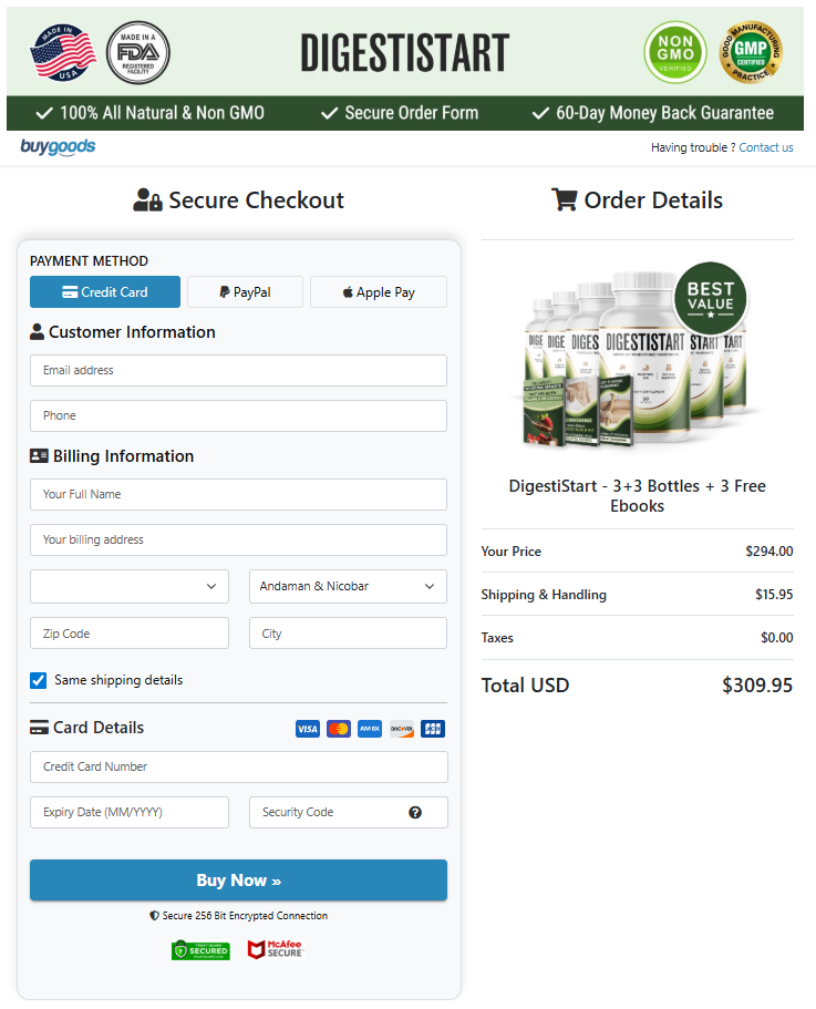 DigestiStart Checkout Page